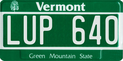 VT license plate LUP640