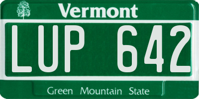 VT license plate LUP642