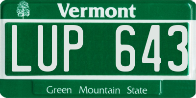 VT license plate LUP643