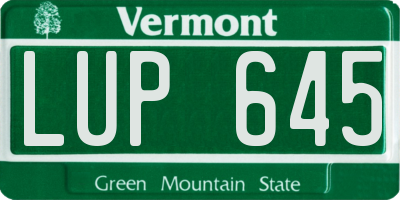 VT license plate LUP645