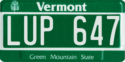 VT license plate LUP647