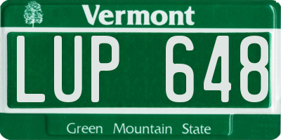 VT license plate LUP648