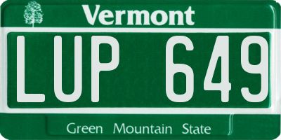 VT license plate LUP649