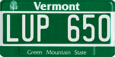 VT license plate LUP650