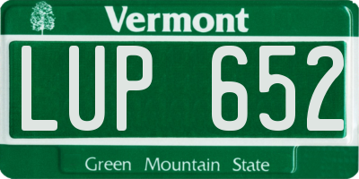 VT license plate LUP652