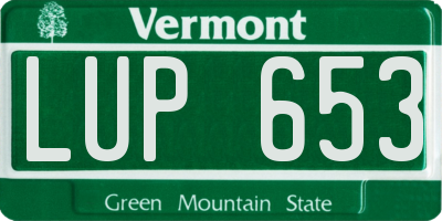 VT license plate LUP653