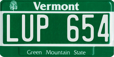 VT license plate LUP654