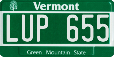 VT license plate LUP655