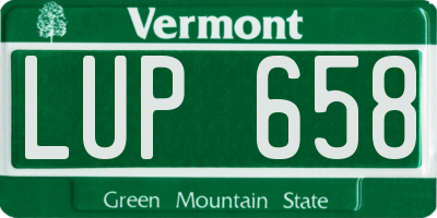 VT license plate LUP658