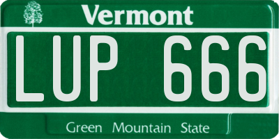 VT license plate LUP666