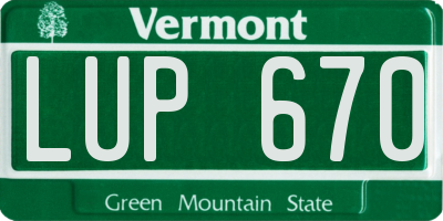 VT license plate LUP670