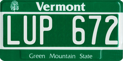 VT license plate LUP672