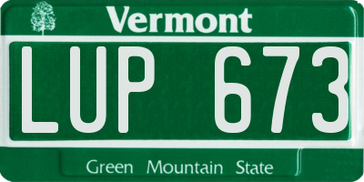VT license plate LUP673