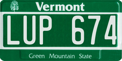 VT license plate LUP674