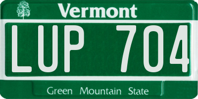 VT license plate LUP704