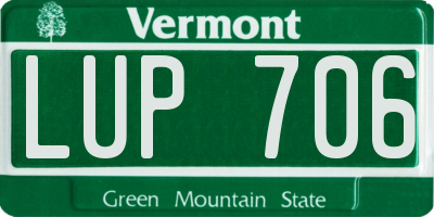 VT license plate LUP706