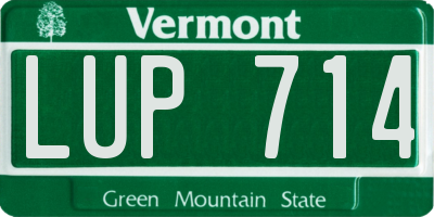 VT license plate LUP714