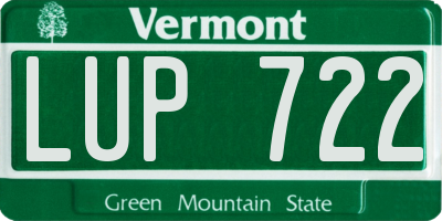 VT license plate LUP722