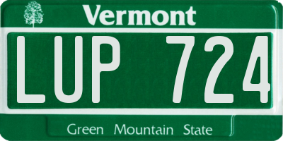 VT license plate LUP724