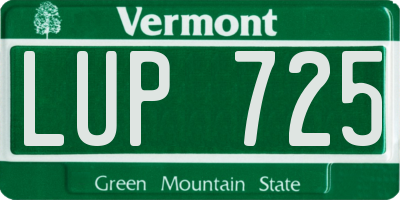 VT license plate LUP725