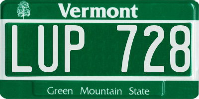VT license plate LUP728
