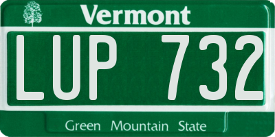VT license plate LUP732