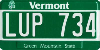 VT license plate LUP734
