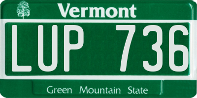 VT license plate LUP736