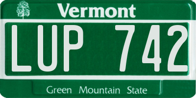 VT license plate LUP742