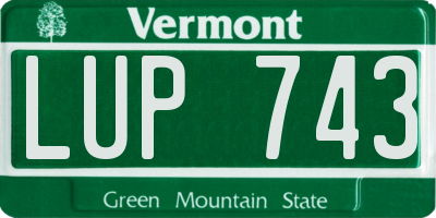 VT license plate LUP743