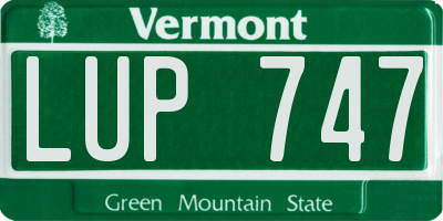 VT license plate LUP747