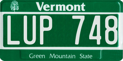 VT license plate LUP748