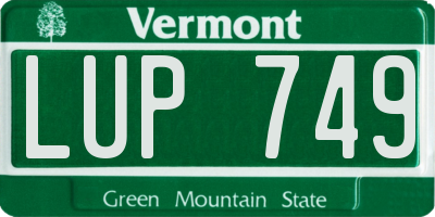 VT license plate LUP749