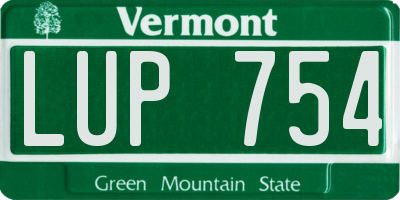 VT license plate LUP754