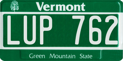 VT license plate LUP762