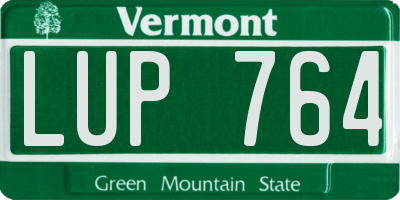 VT license plate LUP764