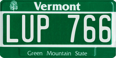 VT license plate LUP766