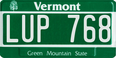 VT license plate LUP768