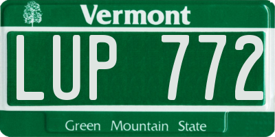 VT license plate LUP772