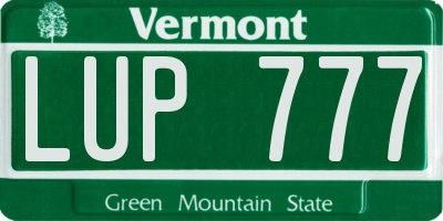 VT license plate LUP777