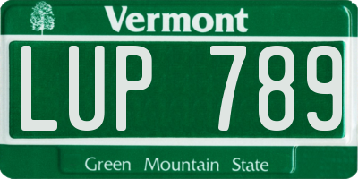 VT license plate LUP789