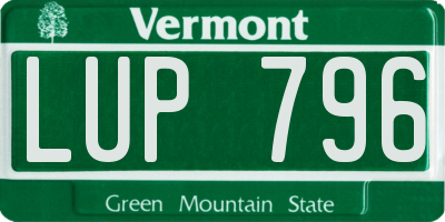 VT license plate LUP796