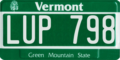 VT license plate LUP798