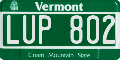 VT license plate LUP802