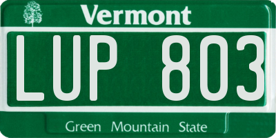 VT license plate LUP803