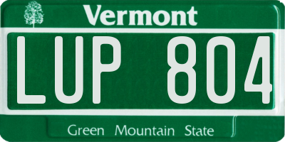 VT license plate LUP804