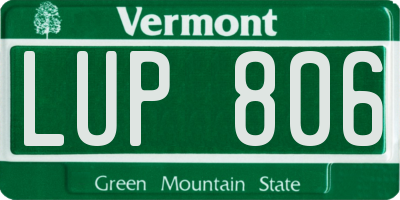 VT license plate LUP806