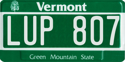 VT license plate LUP807