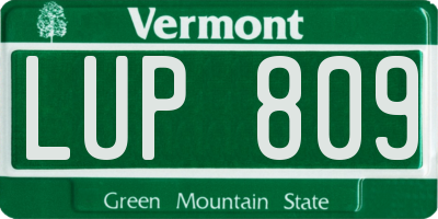 VT license plate LUP809