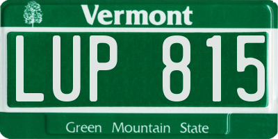 VT license plate LUP815